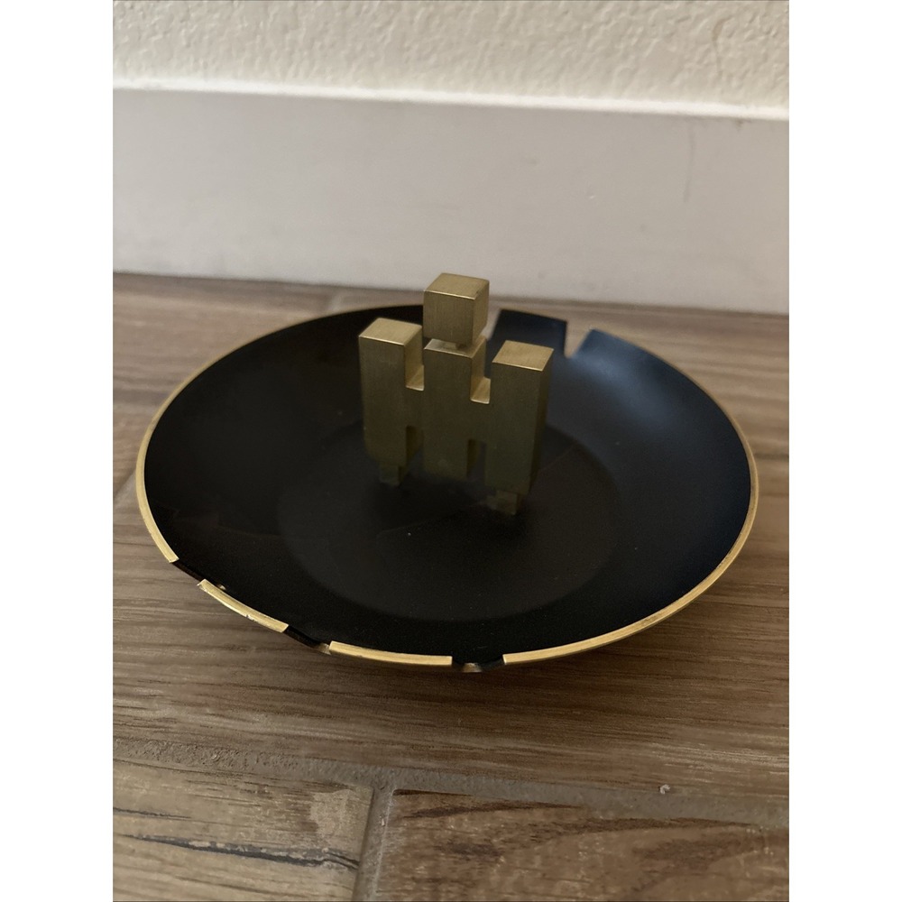 Vintage International Harvester Corporate Advertising Ashtray IH Logo Gold Black